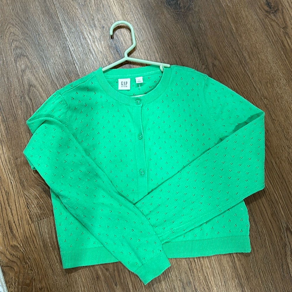 NWT Gap green eyelet cardigan Sz L (10)